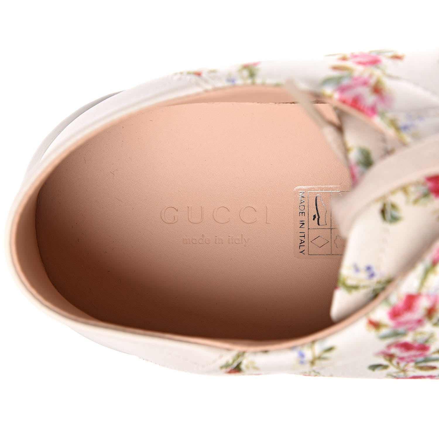 Gucci Calfskin Web Rose Print Bee Embroidered Womens Ace Sneakers 39.5 White 8 of 10