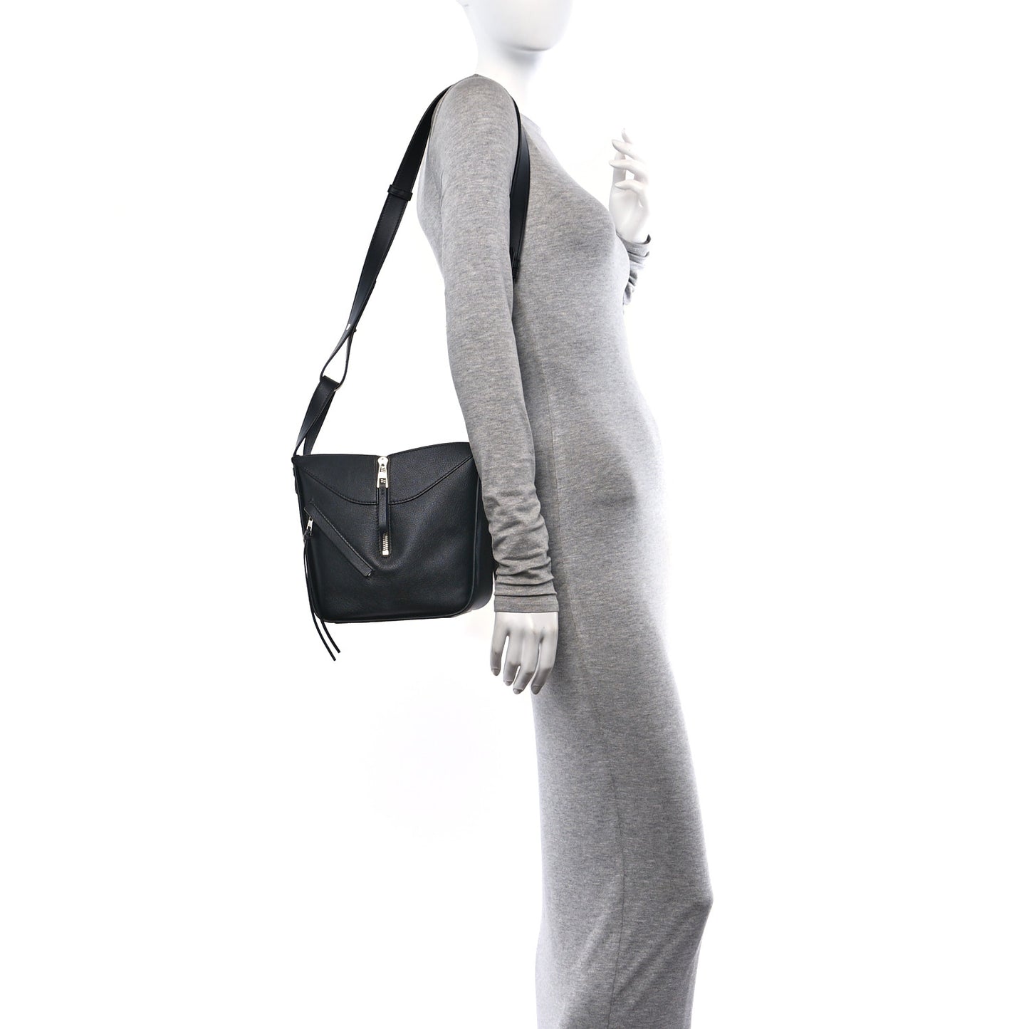 Soft Grained Calfskin Compact Hammock Shoulder Bag Black