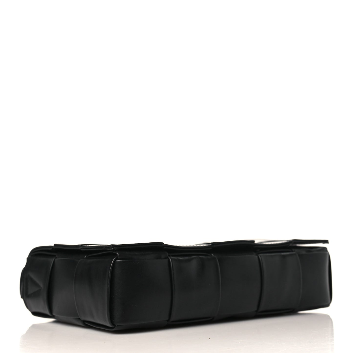 Paper Calfskin Maxi Intreccio Cassette Crossbody Bag Black
