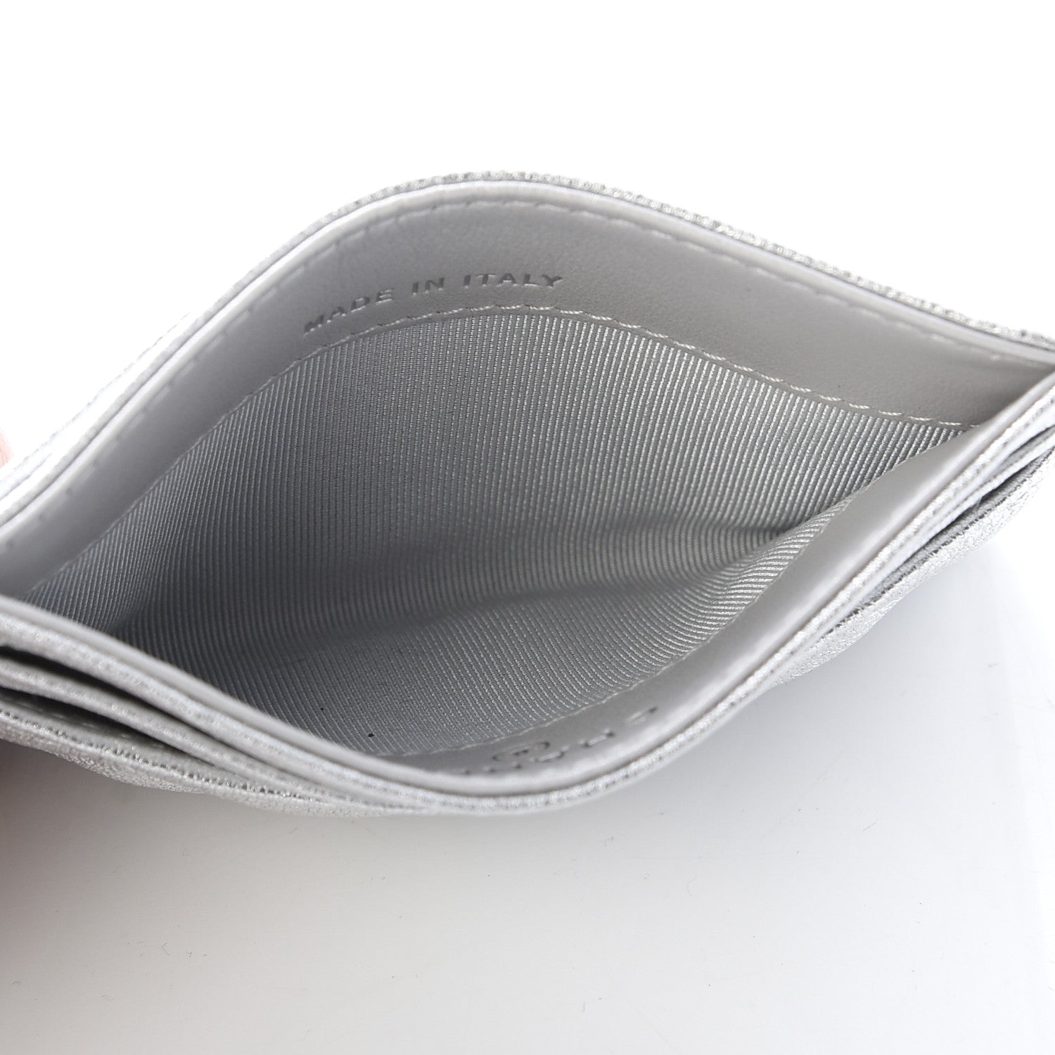 Chanel Metallic Lambskin Quilted Card Holder Silver 5 of 11