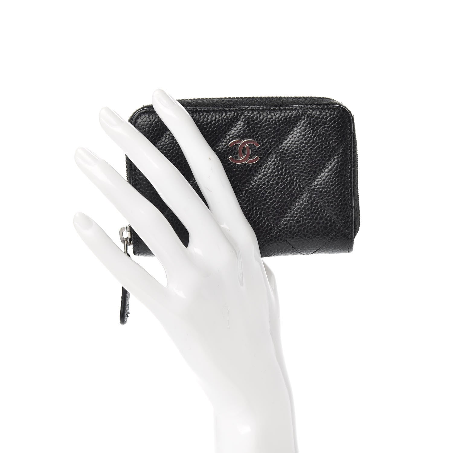 Chanel Caviar Quilted Zip Coin Purse Black 2 of 8