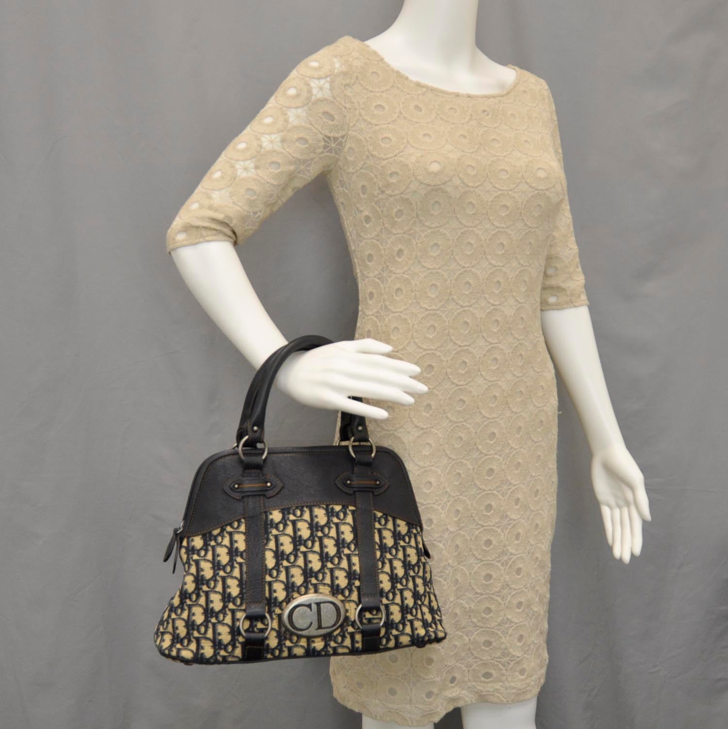Christian Dior Monogram Vintage Traveler Tote Navy 2 of 9