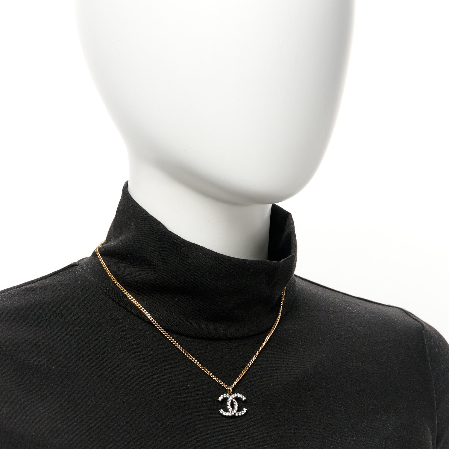 Chanel Crystal Lock Symbols CC Necklace Gold Ruthenium 2 of 5