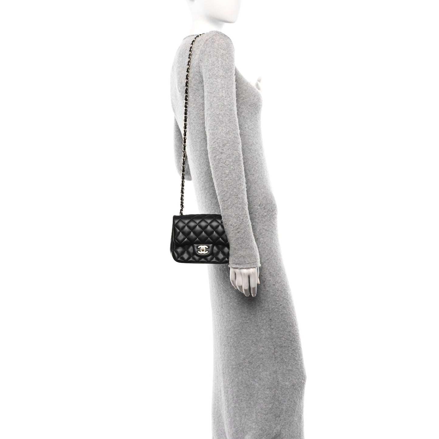Lambskin Quilted Mini Square Flap Black