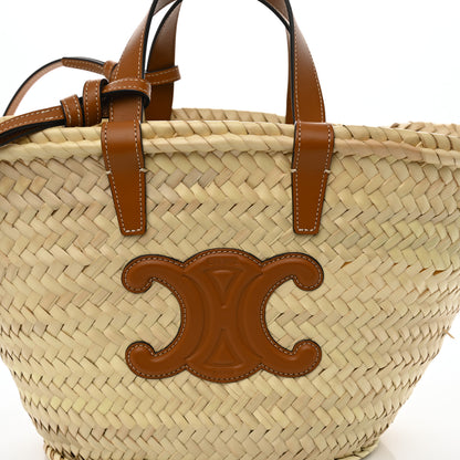 Celine Palm Leaf Calfskin Triomphe Teen Panier Tan 7 of 9
