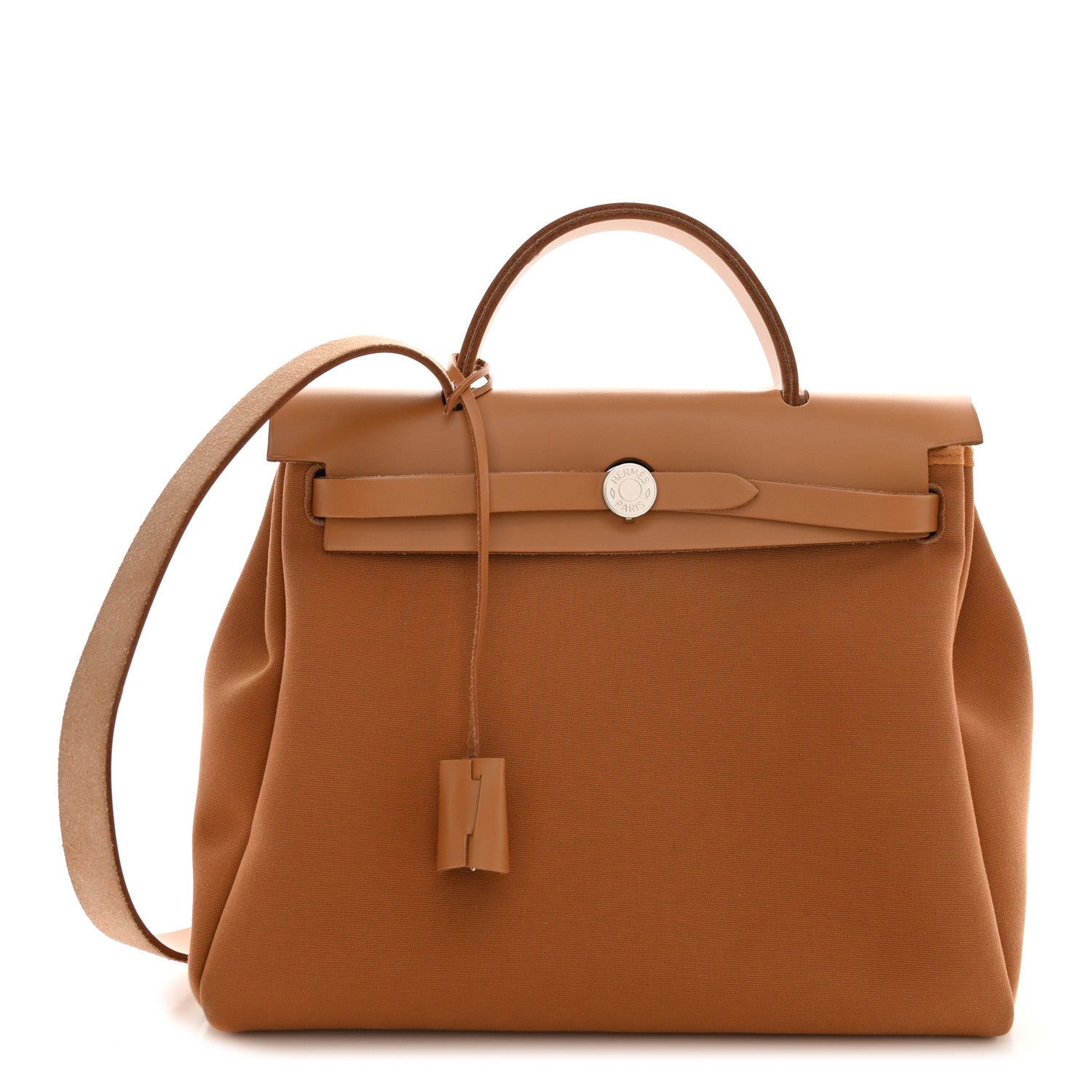 Hermes Military Toile Vache Hunter Herbag Zip Retourne 31 PM Dune Etoupe 1 of 12