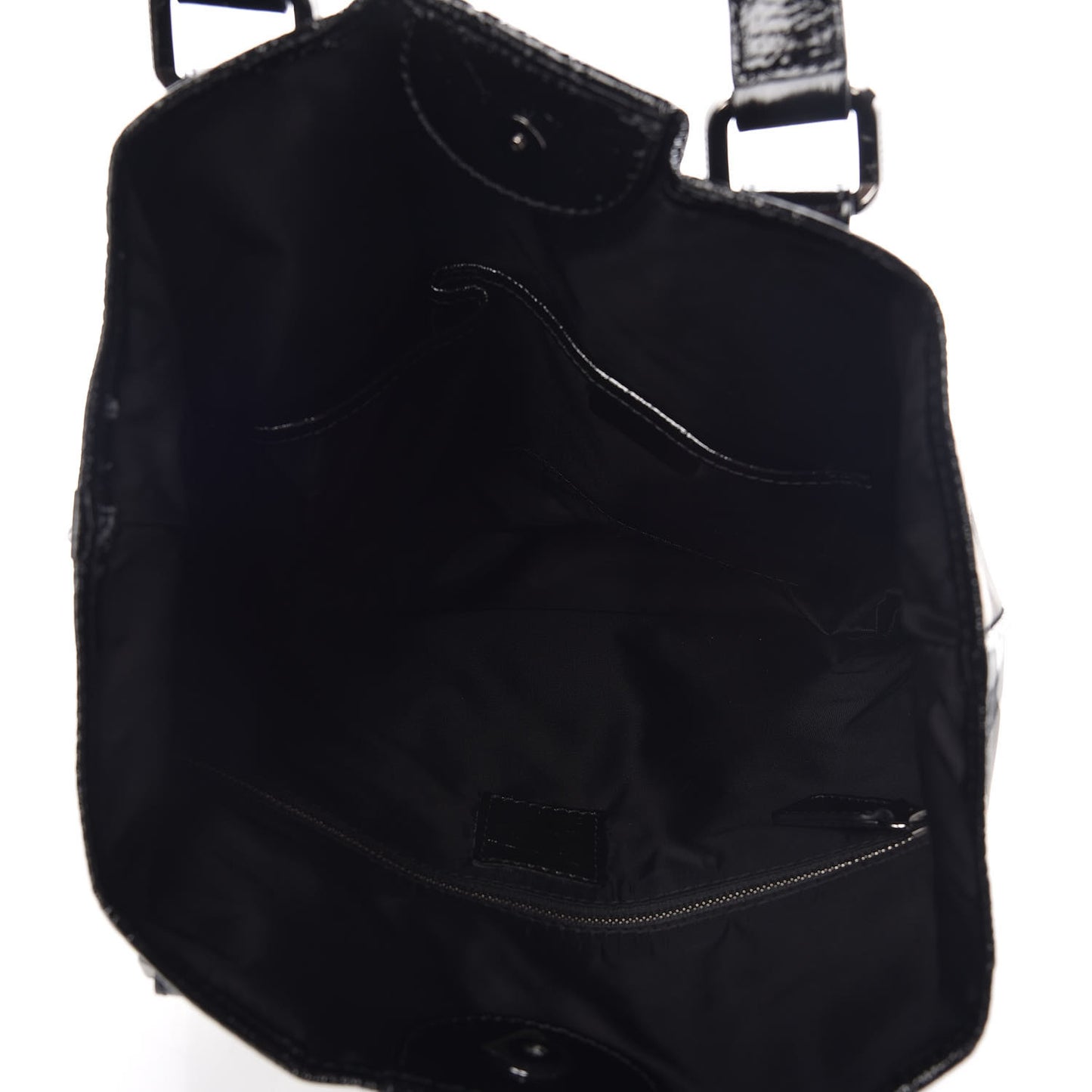 Patent Trim Smoked Check Tote Black