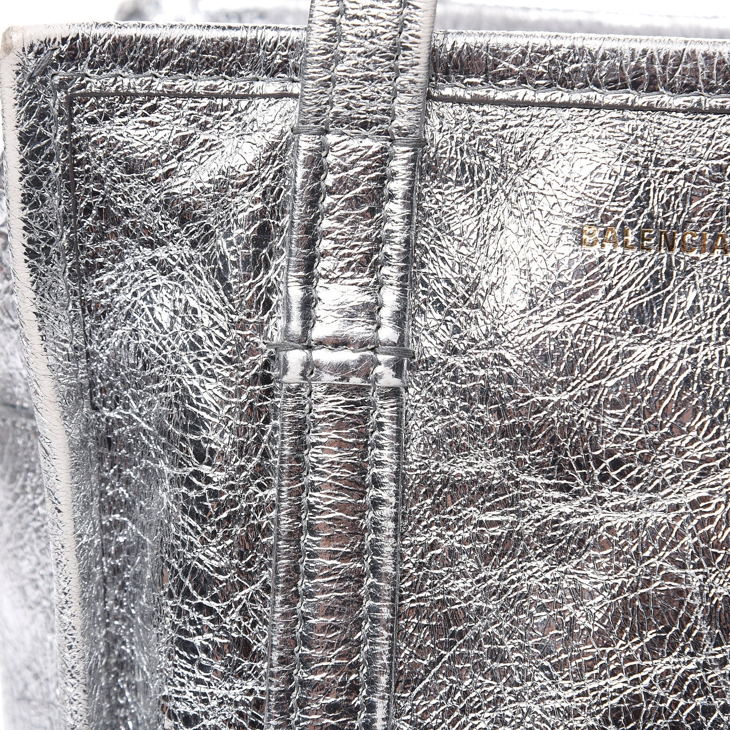 Balenciaga Metallic Calfskin S Bazar Shopper Tote Silver Hardware 11 of 16