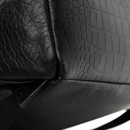 Balenciaga Calfskin Logo Crocodile Embossed Everyday Backpack Black 12 of 15