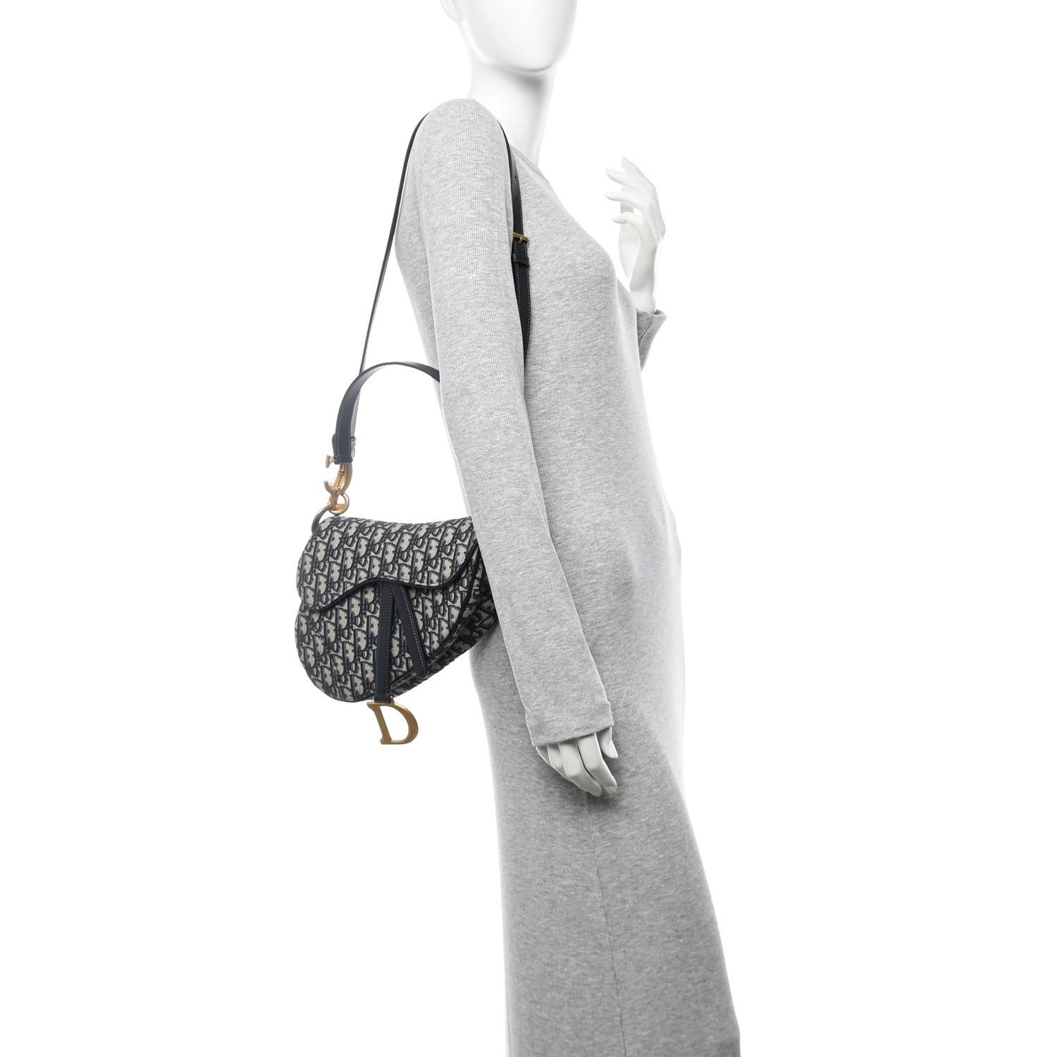 Christian Dior Oblique Saddle Bag With Strap Blue 2 of 11