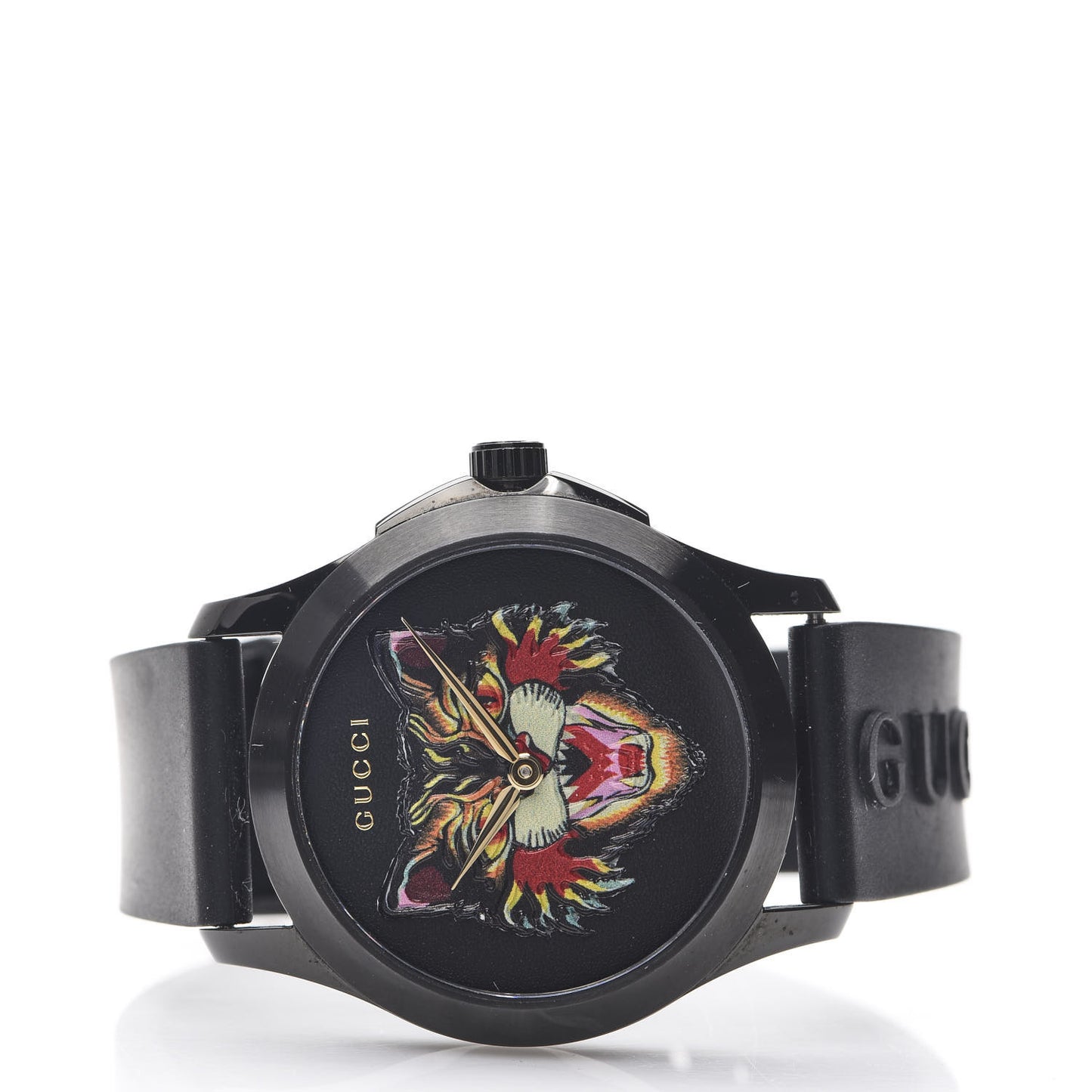 PVD Stainless Steel Rubber 38mm G-Timeless Angry Cat Quartz Watch Black