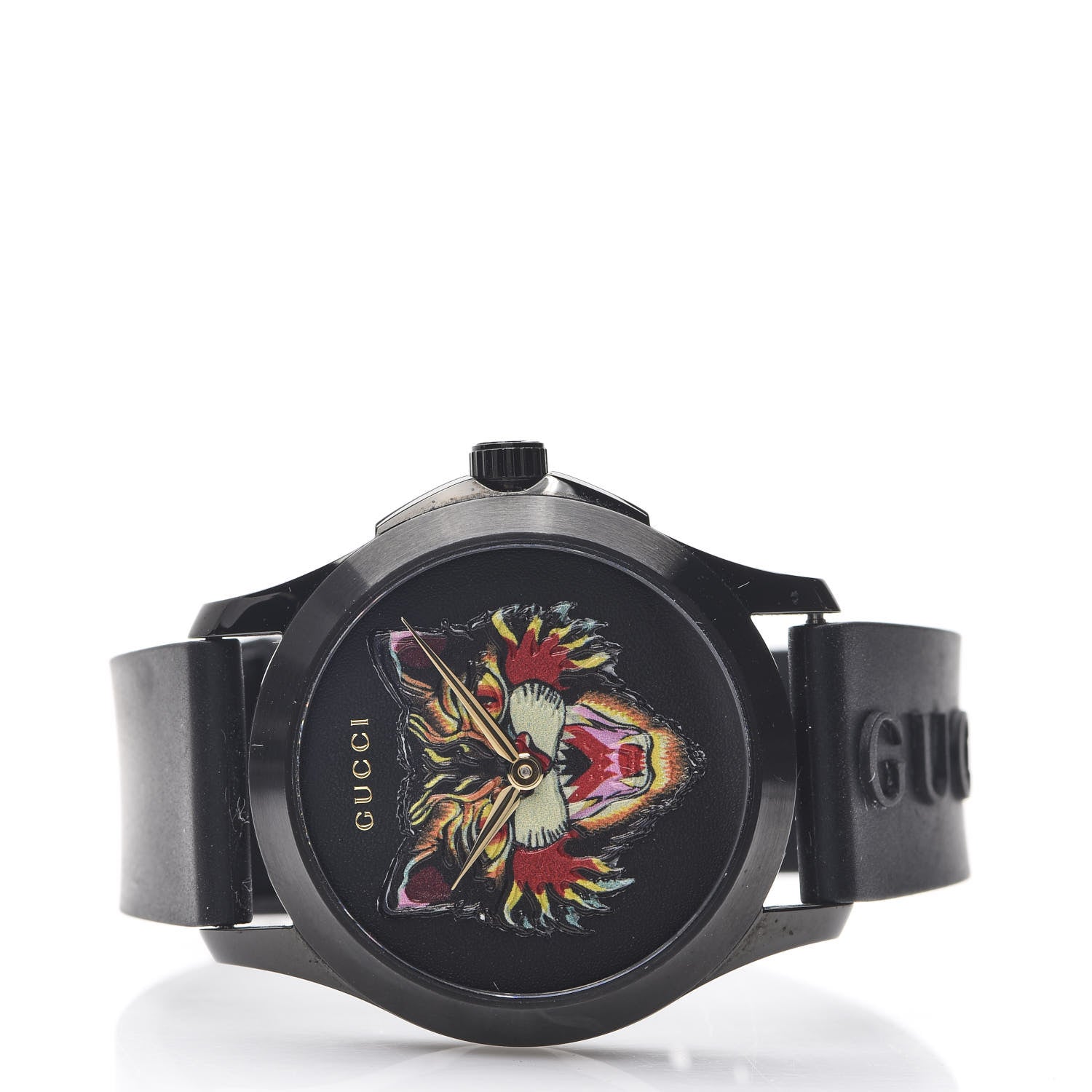 Gucci PVD Stainless Steel Rubber 38mm G-Timeless Angry Cat Quartz Watch Black 2 of 8