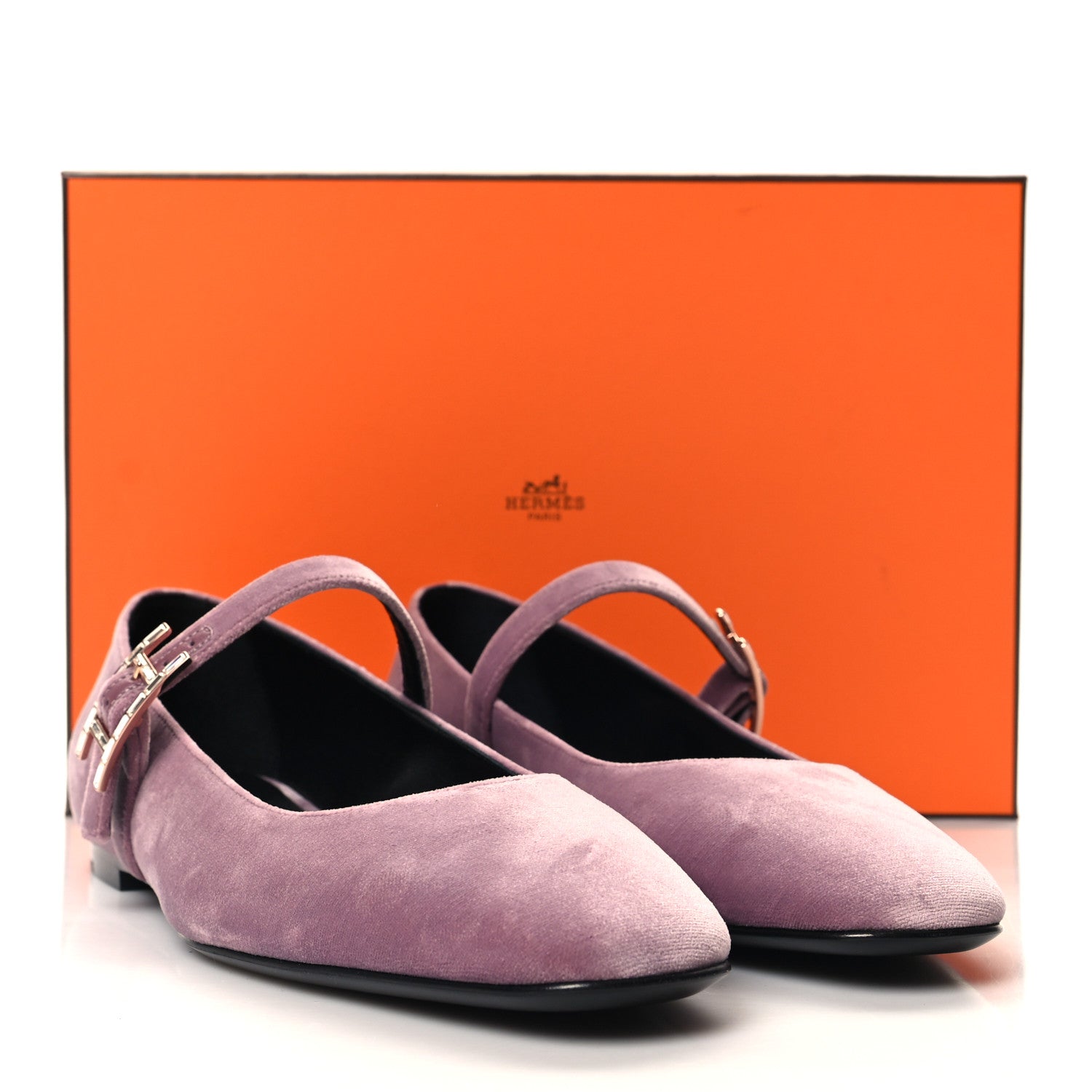Hermes Velvet Jane Ballerina Flats 38.5 Bruyere 9 of 9
