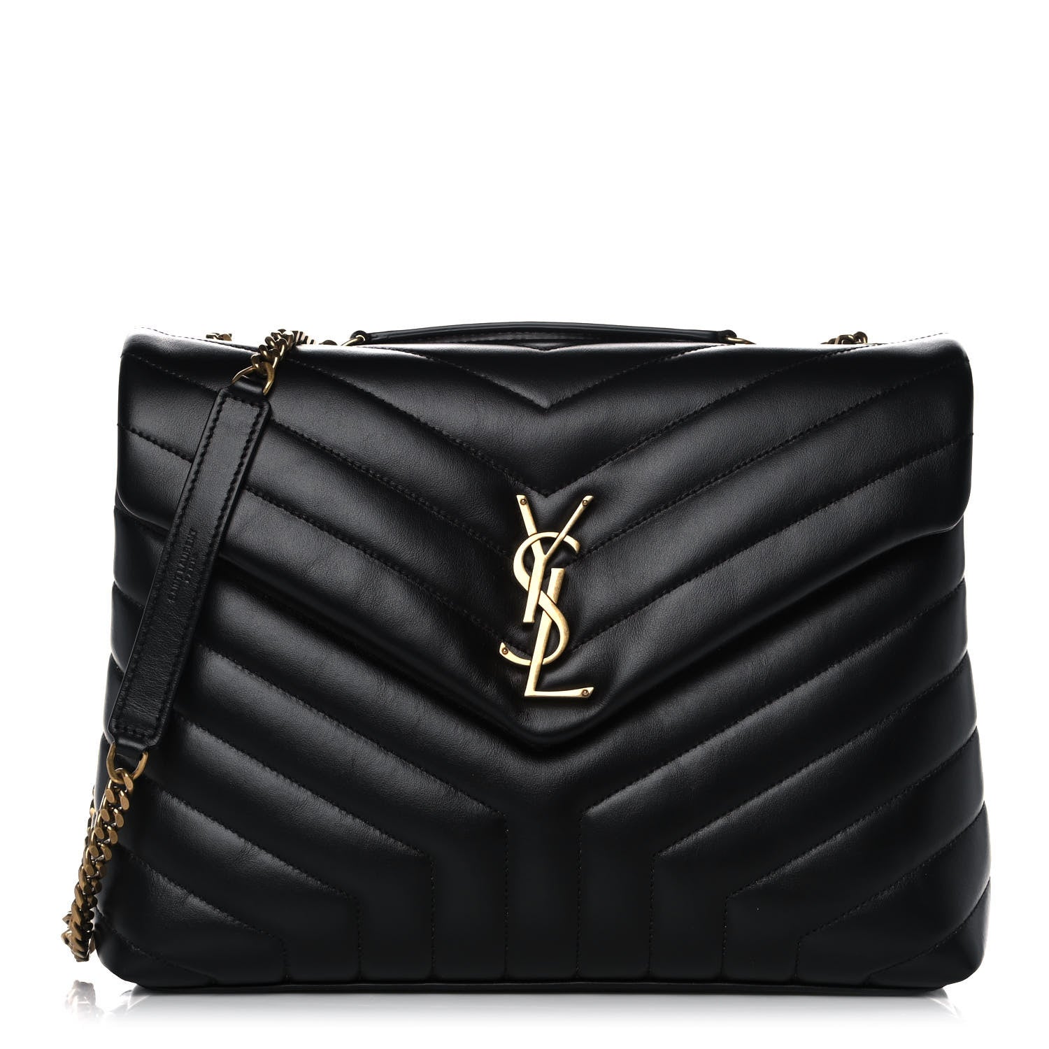 Saint Laurent Calfskin Y Quilted Monogram Medium Loulou Chain Satchel Black 1 of 12