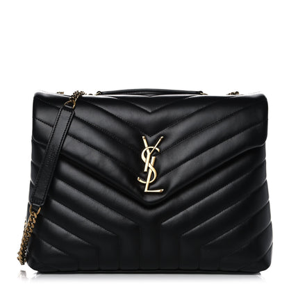Saint Laurent Calfskin Y Quilted Monogram Medium Loulou Chain Satchel Black 1 of 12