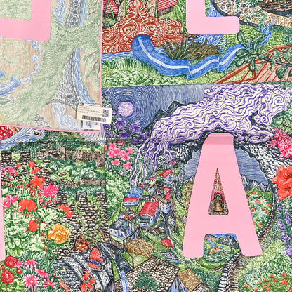 Hermes Silk Eleftheria Scarf 90 Vert Vif Rose Encre 2 of 3