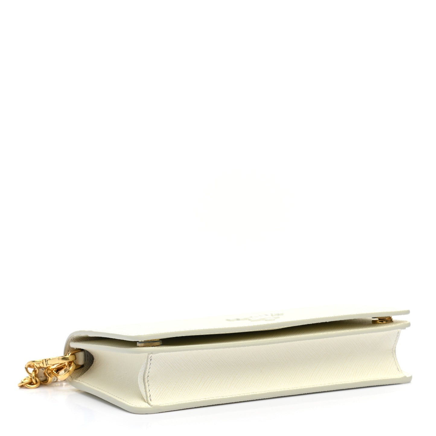 Saffiano Shine Monochrome Mini Flap Crossbody Wristlet Bag Bianco