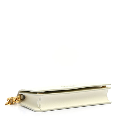 Prada Saffiano Shine Monochrome Mini Flap Crossbody Wristlet Bag Bianco 4 of 10