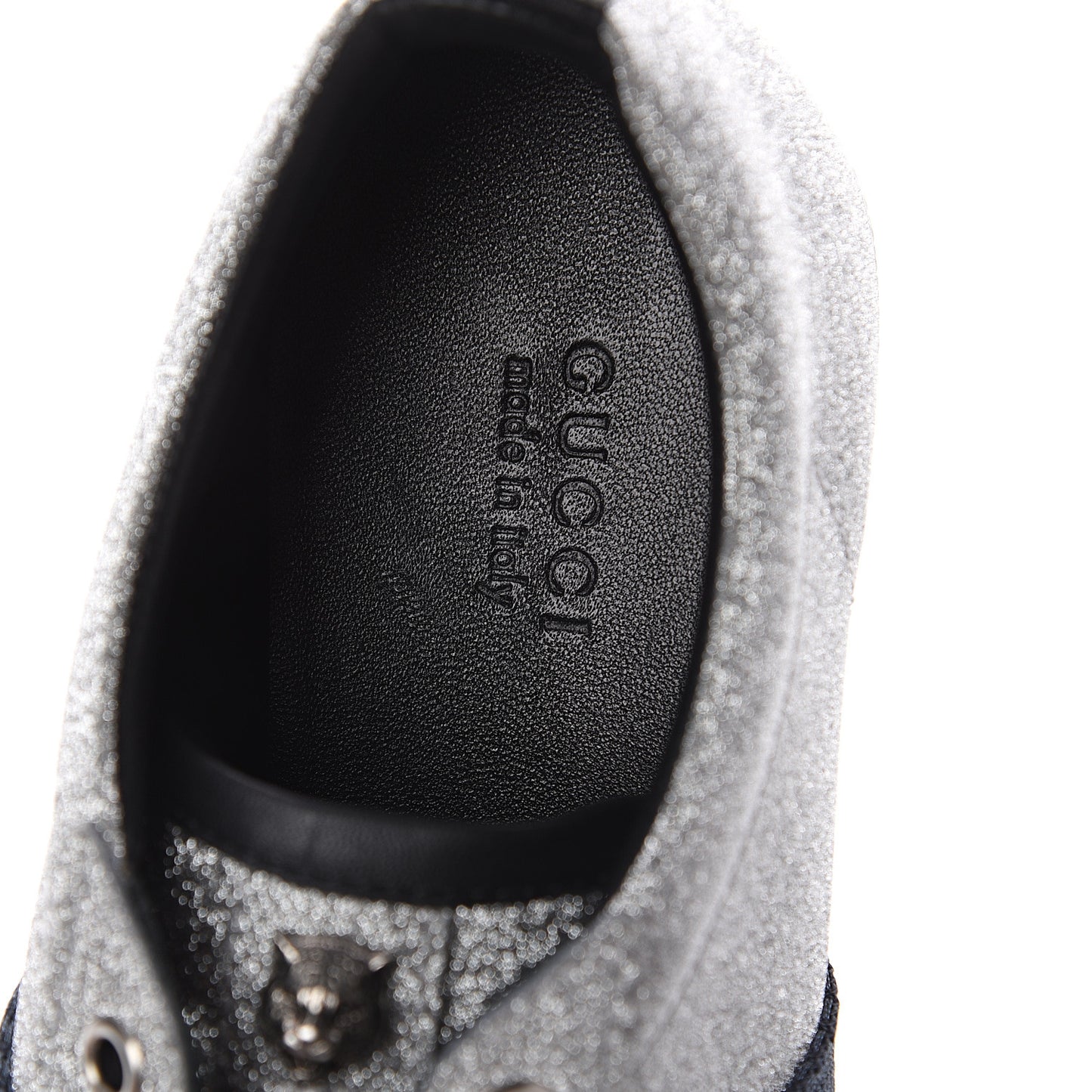 Glitter Fabric Studded Web Womens Sneakers 36.5 Silver