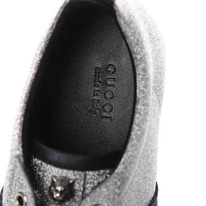 Gucci Glitter Fabric Studded Web Womens Sneakers 36.5 Silver 6 of 7