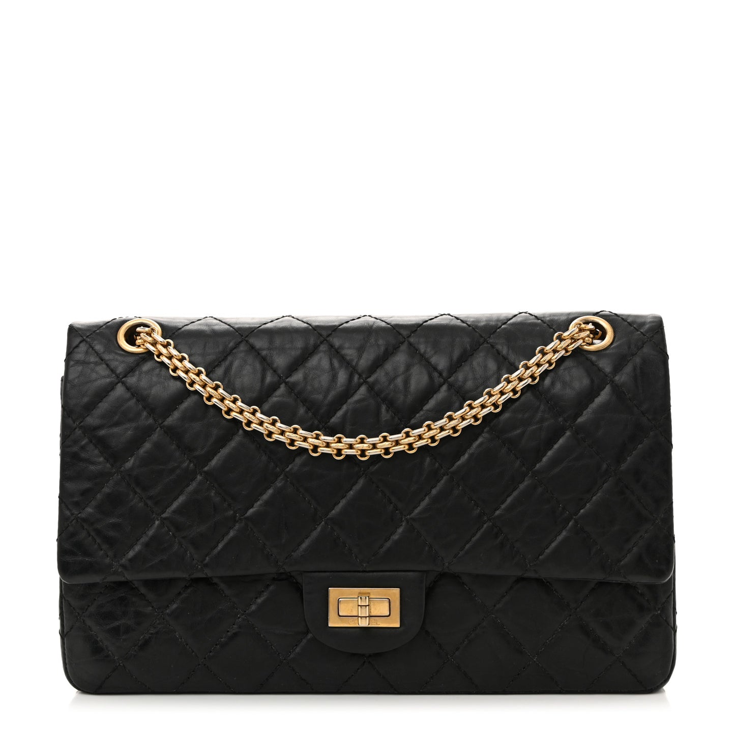 Aged Calfskin Quilted 2.55 Reissue 226 Flap Black