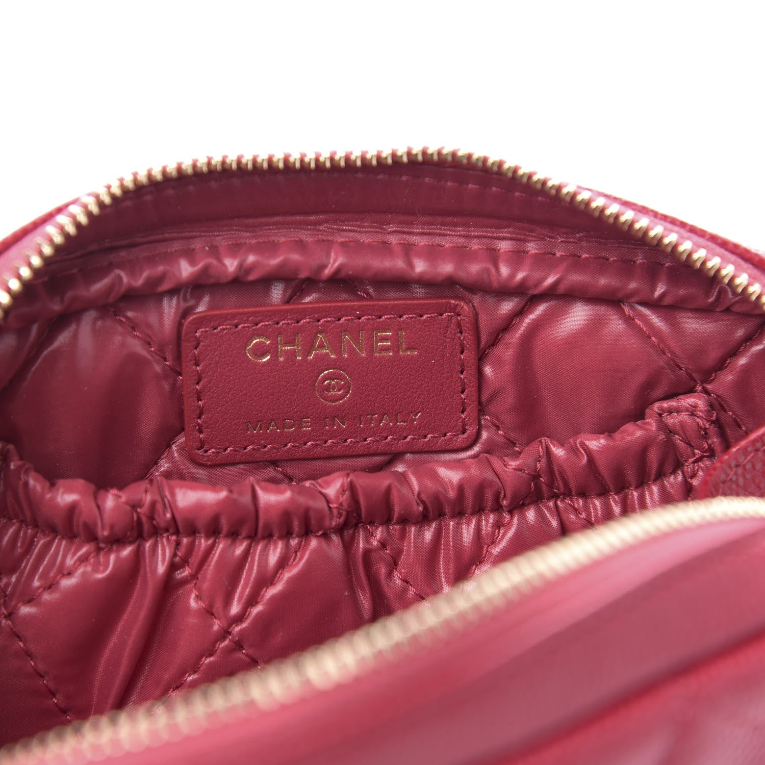 Chanel Caviar Quilted Small Curvy Pouch Cosmetic Case Red 6 of 14