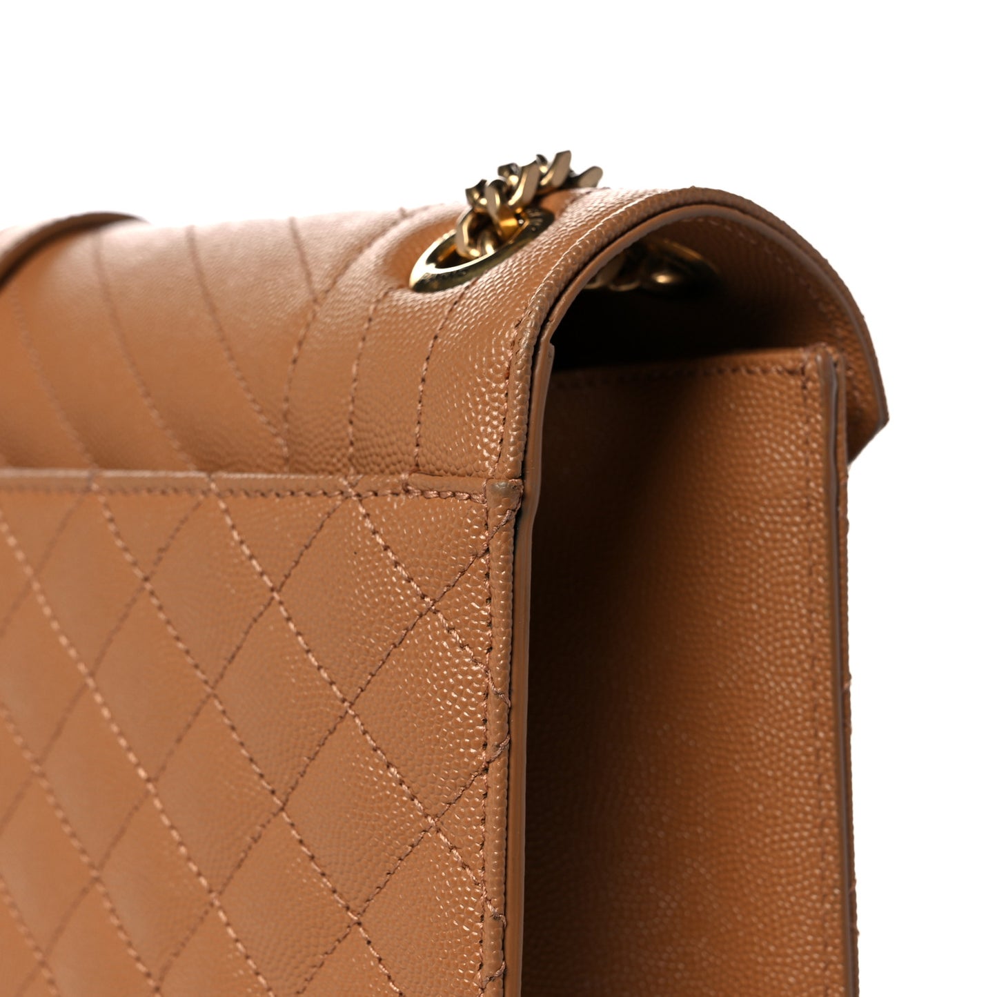 Grain De Poudre Textured Mixed Matelasse Triquilt Large Monogram Satchel Dune
