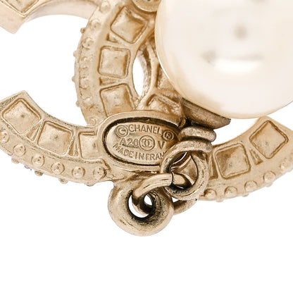 Chanel Crystal Pearl CC Drop Earrings Gold 4 of 5