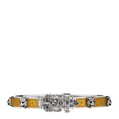 Gucci Sterling Silver Enamel Garden Feline Buckle Bracelet Yellow 1 of 7
