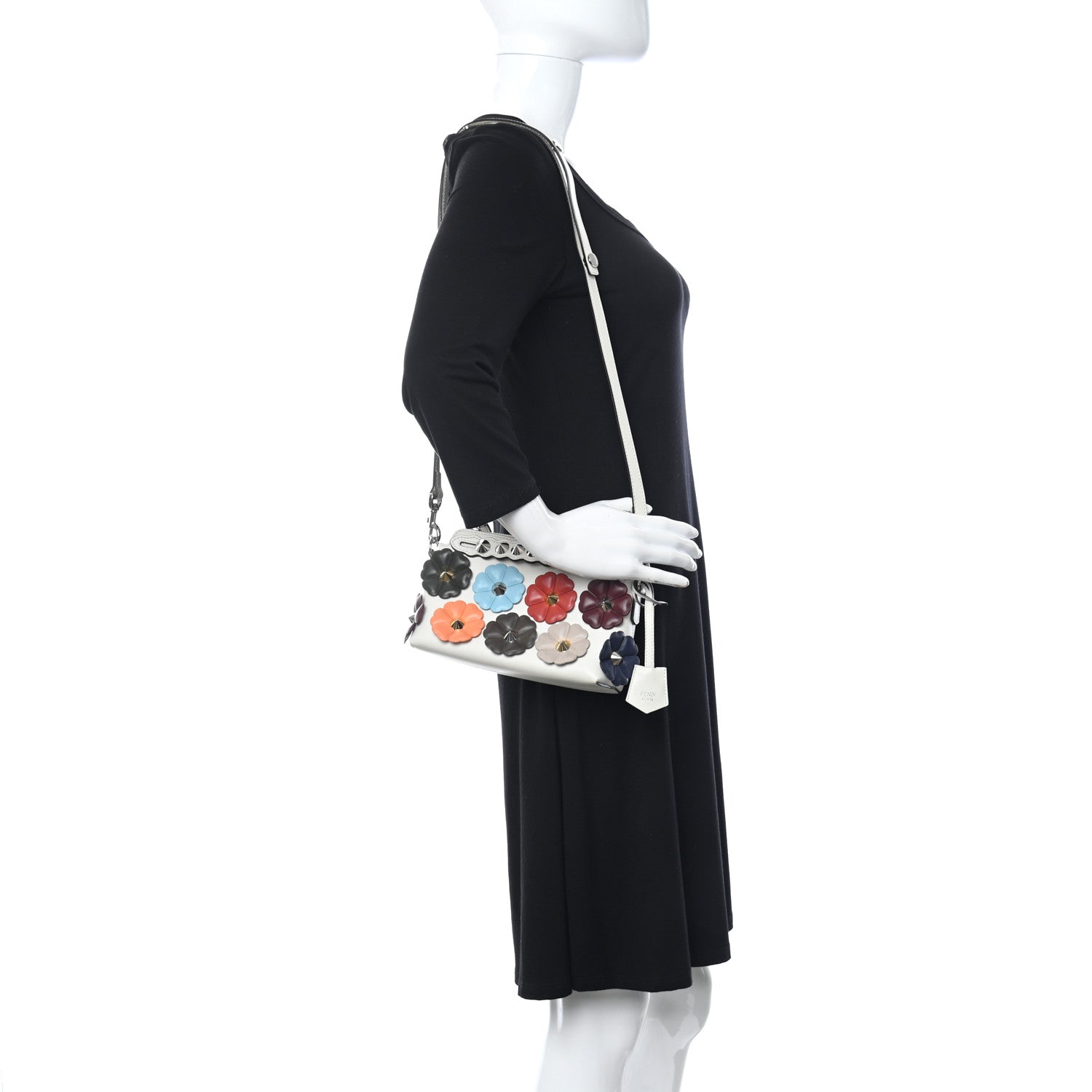 Fendi Vitello Century Nappa Flowerland Studded Mini By The Way Boston Bag White Ice Multicolor 2 of 16