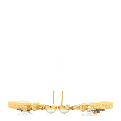 Chanel Crystal Pearl CC Perfume Bottle Drop Earrings Gold 3 of 6