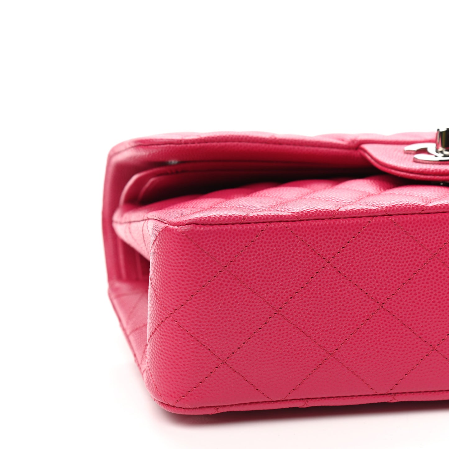 Caviar Quilted Small Double Flap Dark Pink