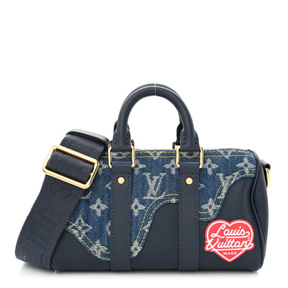 Louis Vuitton Taurillon Monogram Denim Drip Keepall XS Blue 1 of 10