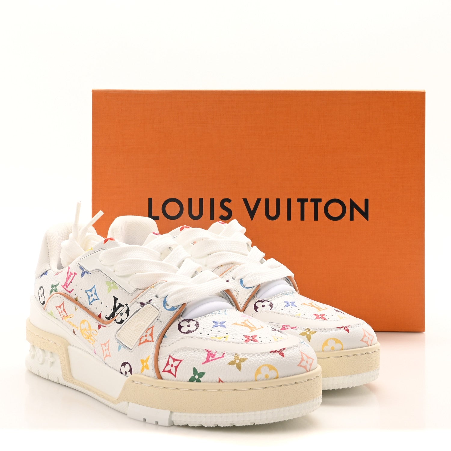 Louis Vuitton LV X TM Calfskin Monogram Multicolor Womens LV Trainer Sneakers 36 White 8 of 8