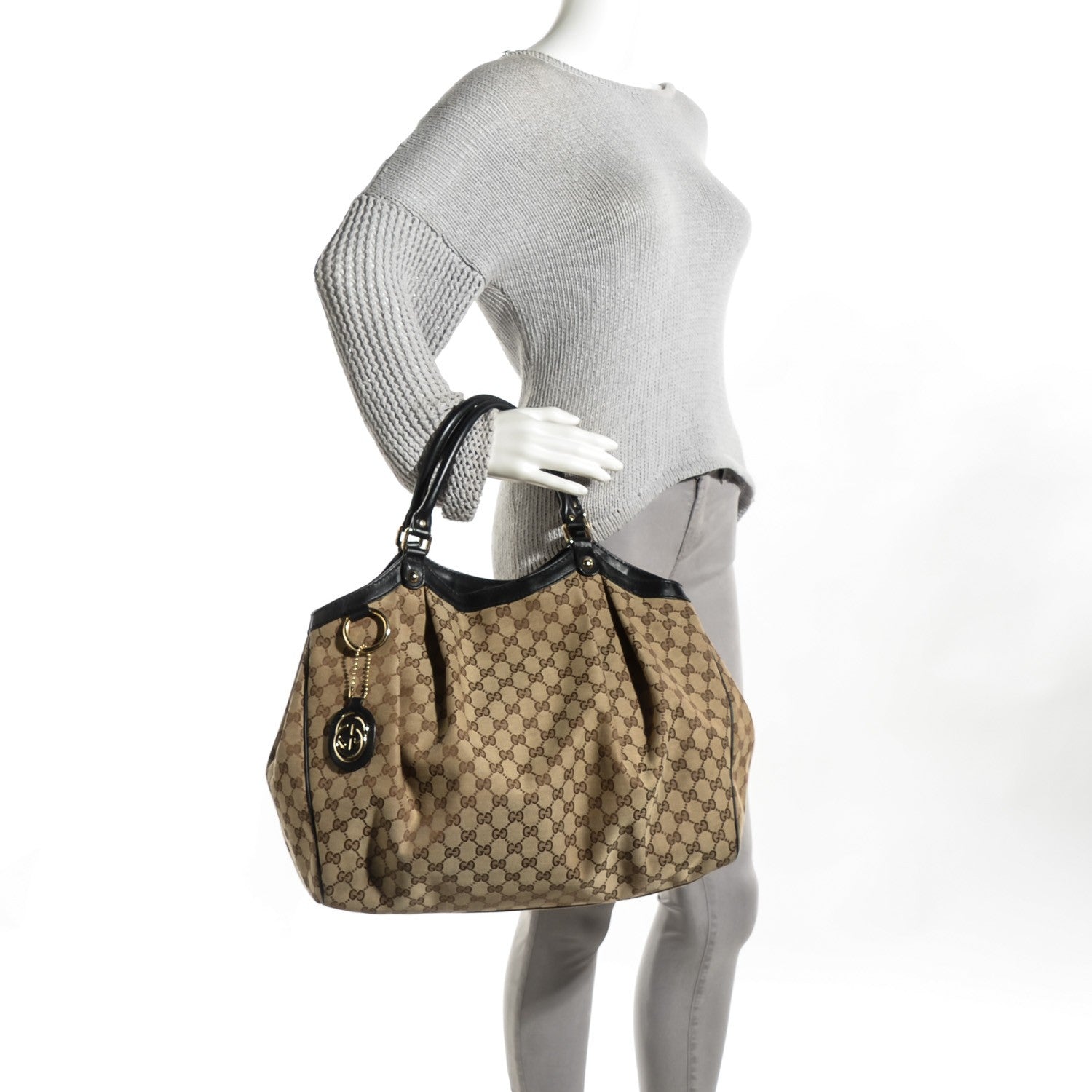 Gucci Monogram Large Sukey Tote Beige Ebony Black 2 of 7