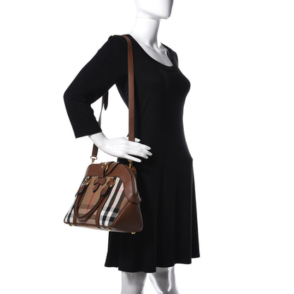 Burberry Derby Calfskin House Check Milverton Satchel Tan 2 of 9