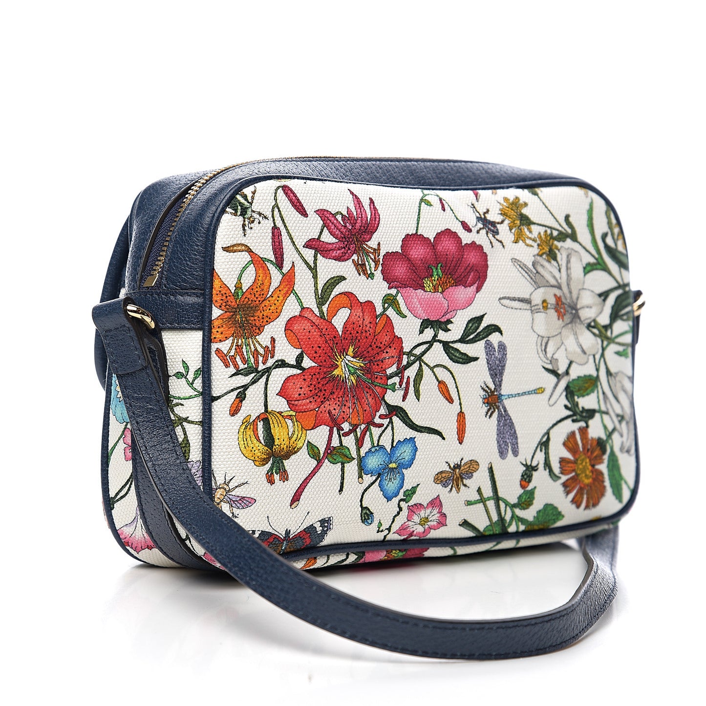 Canvas Flora Floral Shoulder Bag White Blue Agata Mulitcolor