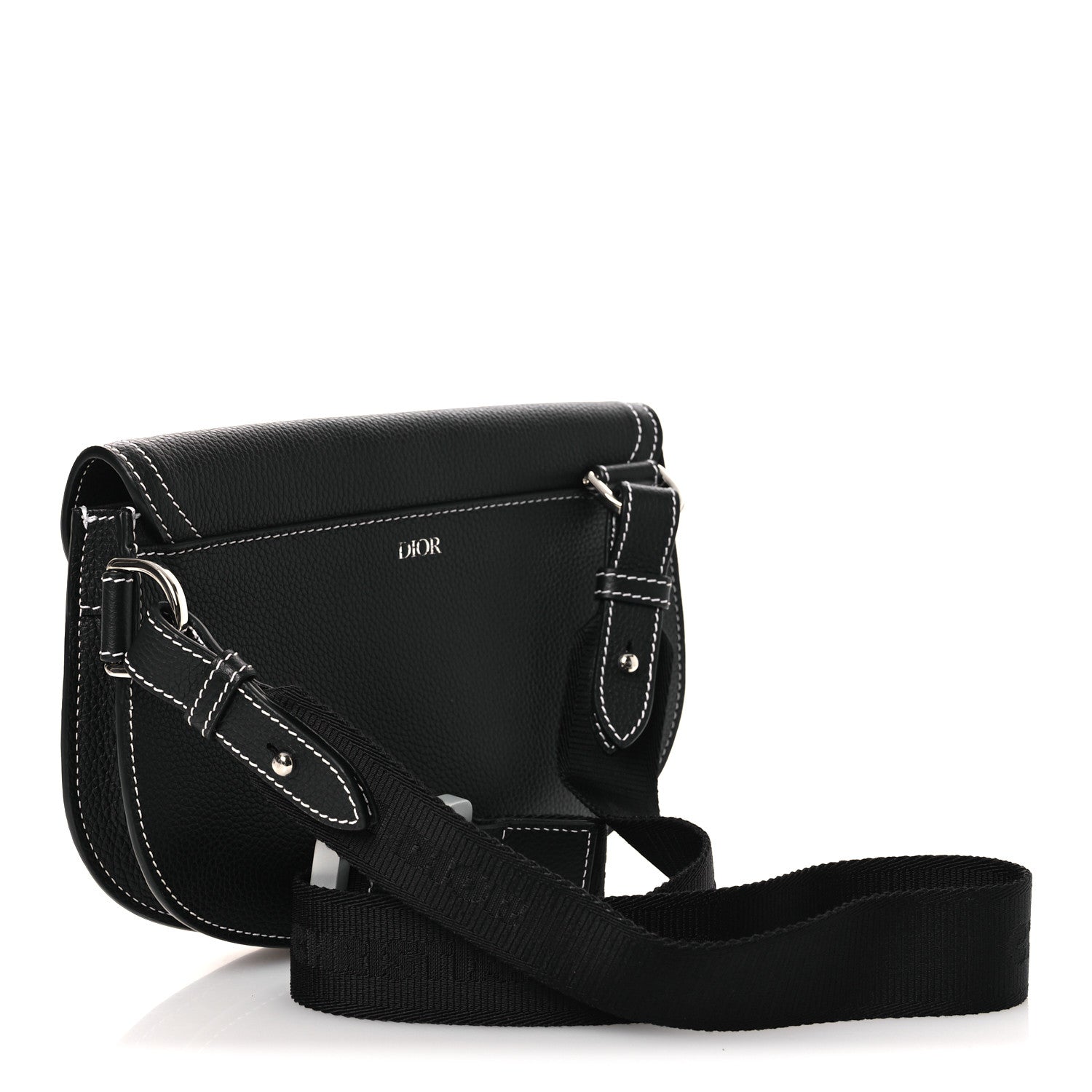 Christian Dior X KAWS Grained Calfskin Saddle Pouch Black 3 of 11