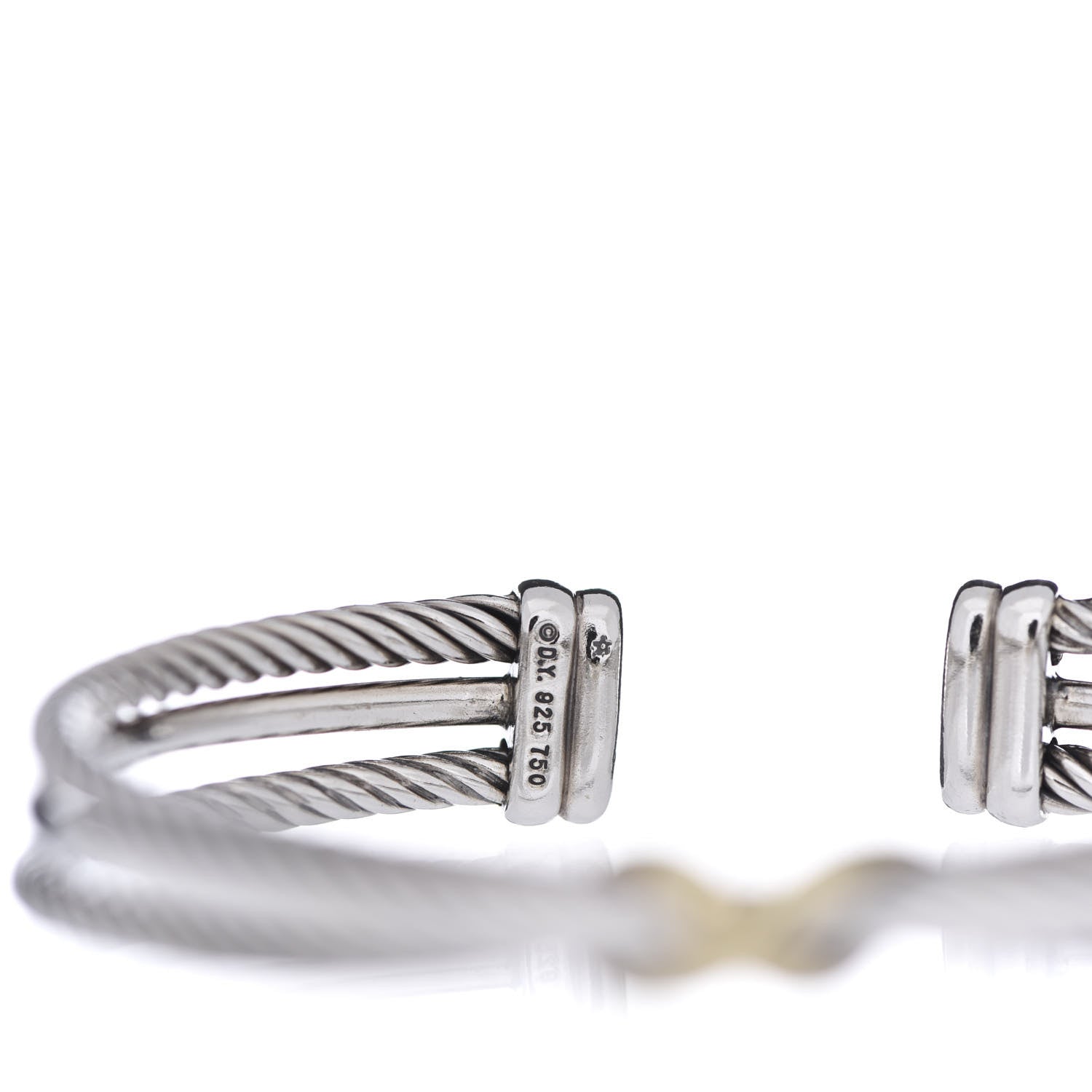 David Yurman Sterling Silver 18K Yellow Gold 7mm Crossover X Bracelet 4 of 4