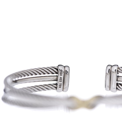 David Yurman Sterling Silver 18K Yellow Gold 7mm Crossover X Bracelet 4 of 4