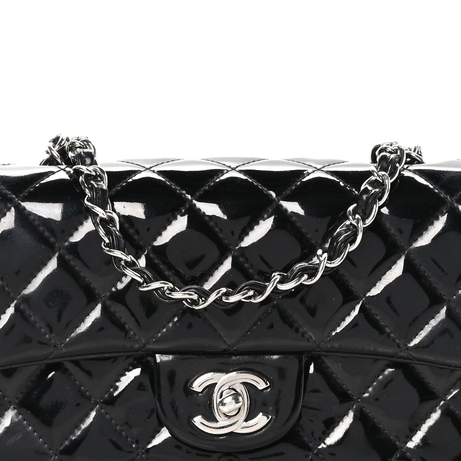 Chanel Patent Calfskin Quilted Mini Rectangular Flap Black 7 of 9