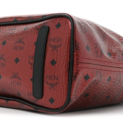 MCM Metallic Visetos Medium Anya Shopper Tote Scooter Red 7 of 15