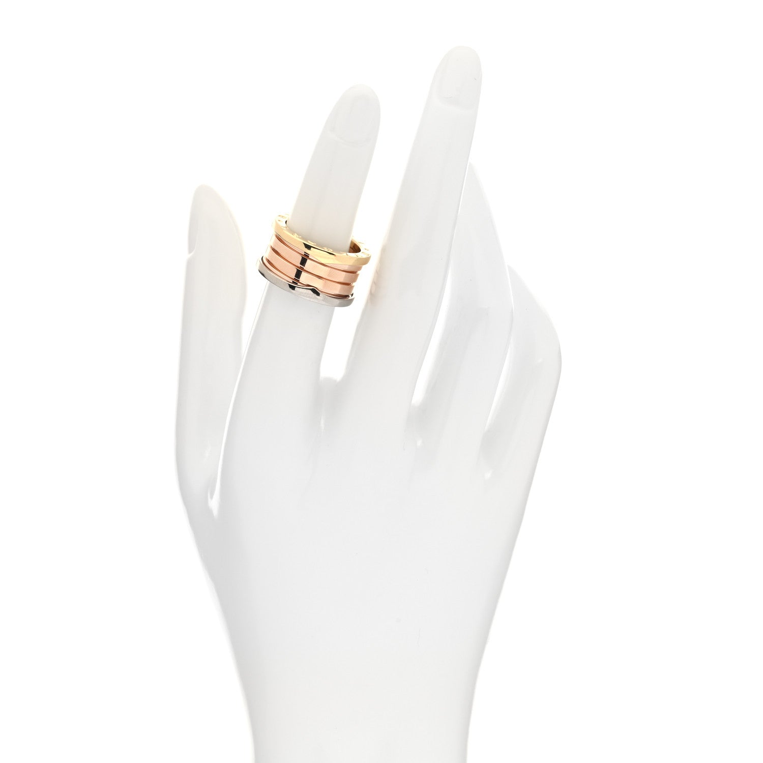 Bulgari 18K Rose White Yellow Gold B.Zero1 Four-Band Ring 51 5.75 2 of 7