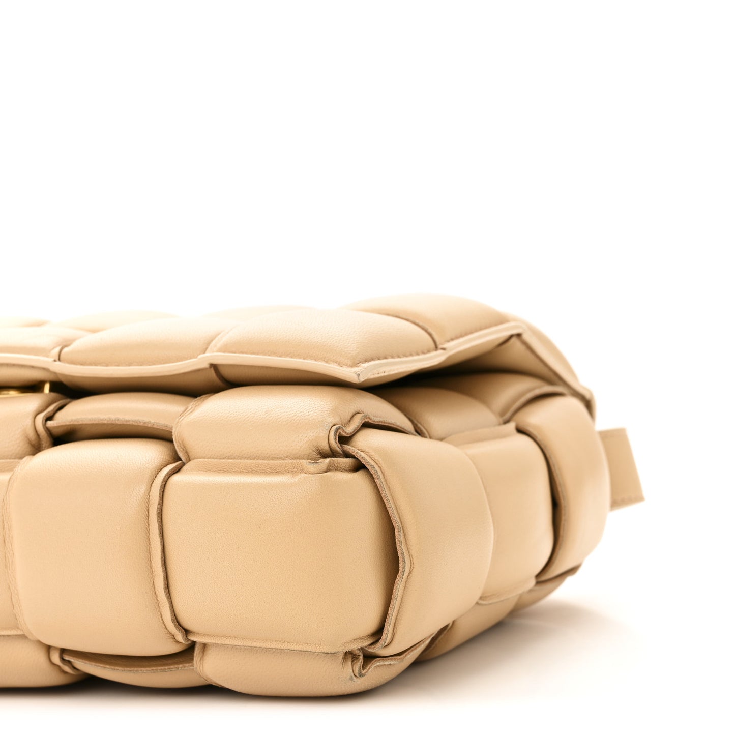 Nappa Maxi Intreccio Small Padded Cassette Crossbody Bag Almond