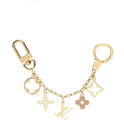 Louis Vuitton Brass Enamel Fleur De Monogram Bag Charm Chain Gold 1 of 4