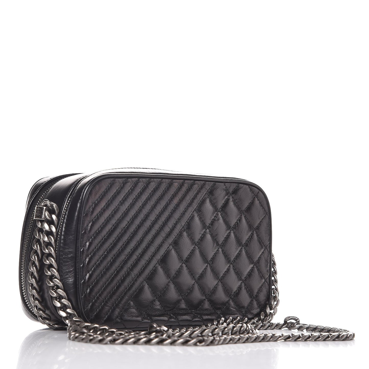 Glazed Calfskin Small Coco Boy Camera Case Black