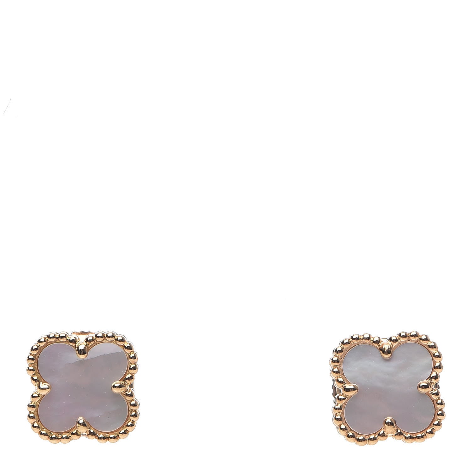 Van Cleef & Arpels 18K Yellow Gold Mother of Pearl Sweet Alhambra Earrings 1 of 6