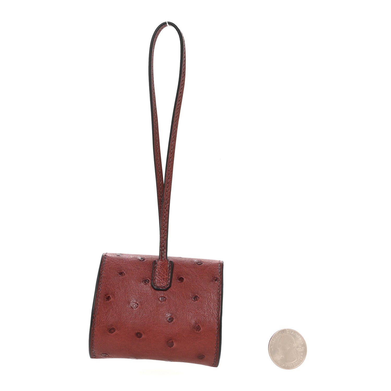 Hermes Ostrich Kelly Festival Bag Charm Rouge H 2 of 6