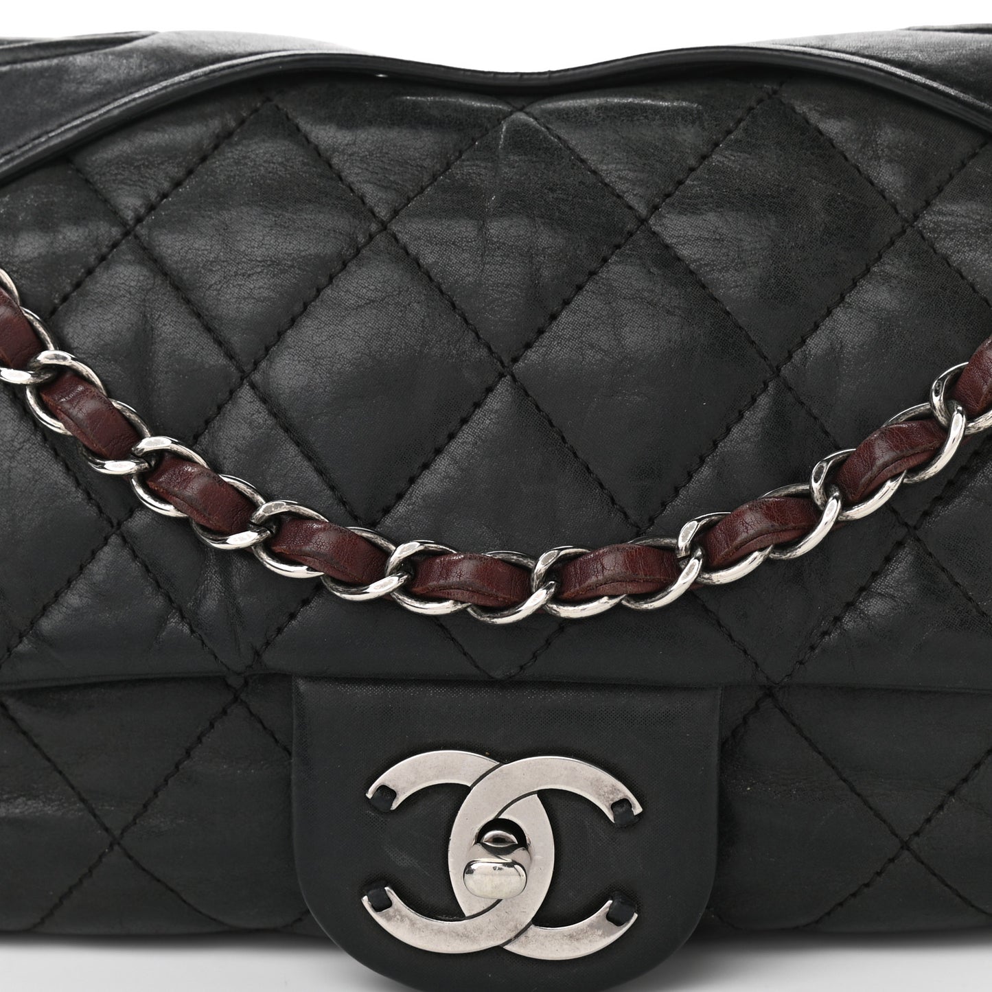 Iridescent Calfskin Medium In The Mix Flap Black