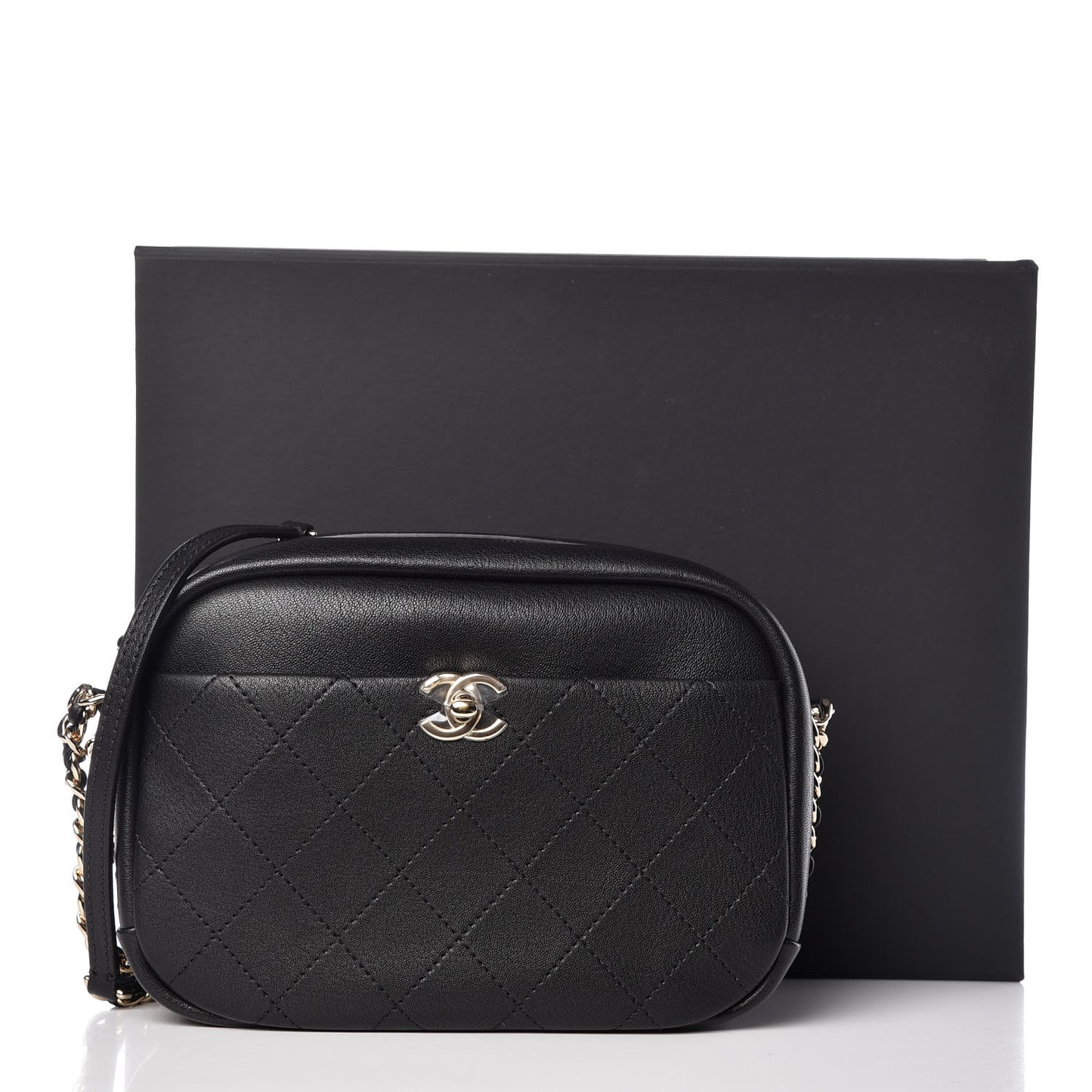 Goatskin Quilted Large Casual Trip Camera Case Bag Black